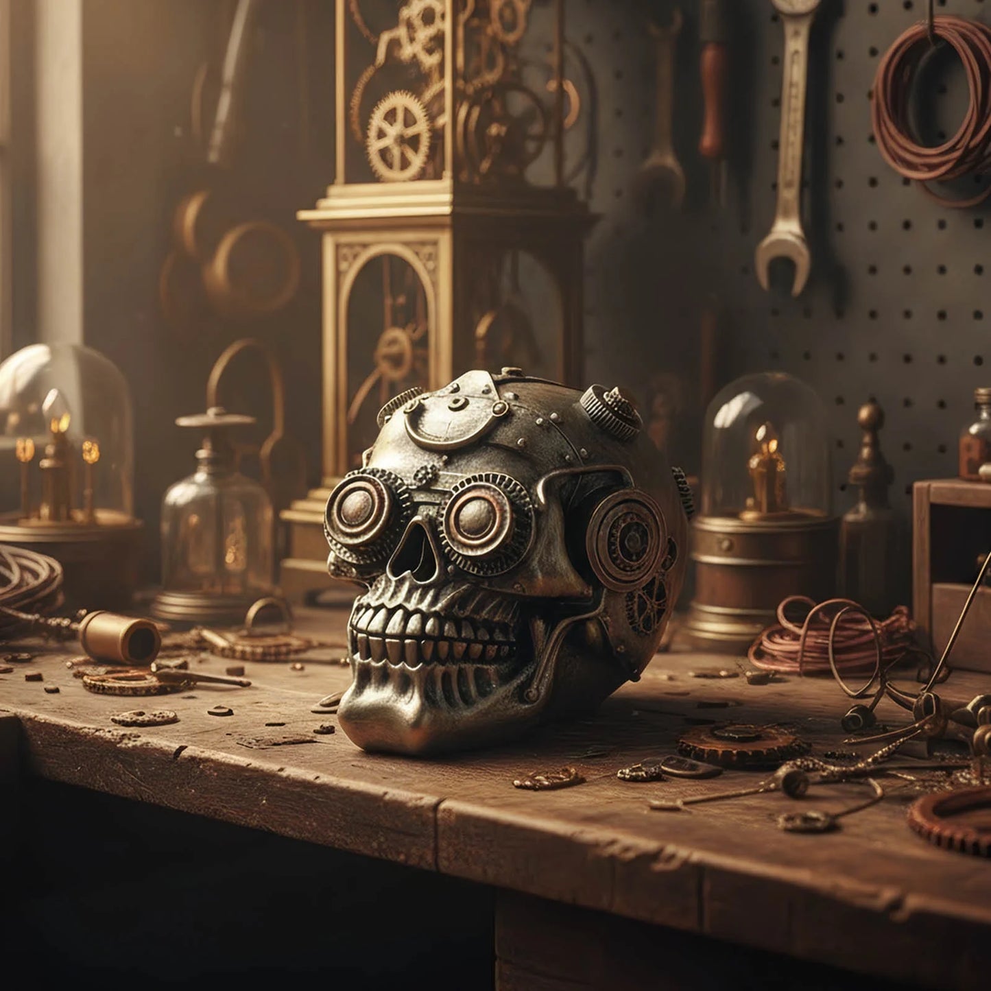 Halloween Skull Decor, Resin Steampunk Skull Decorations, Mechanical Skulls Halloween Decorations Indoor