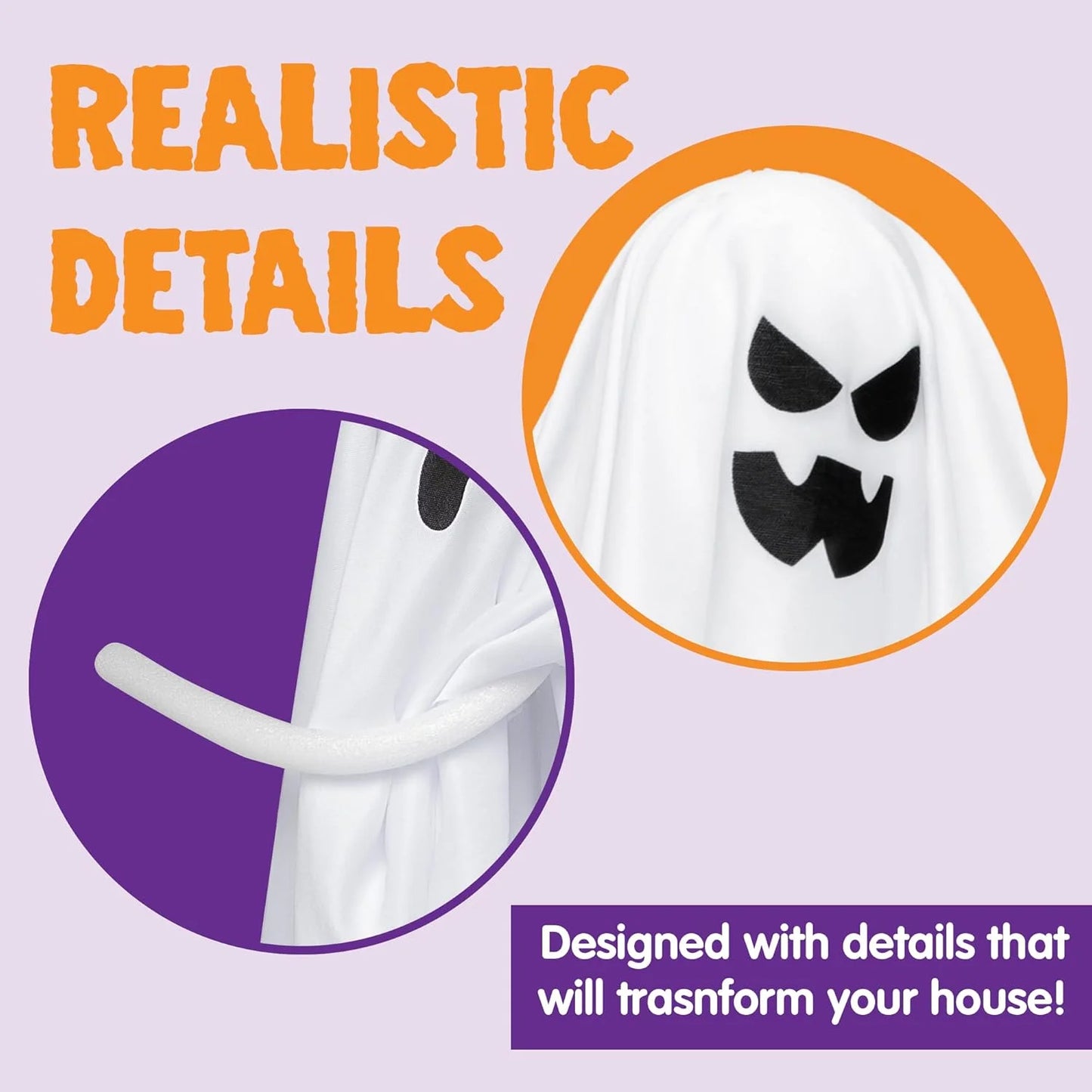 7 Pcs Hanging Ghost Halloween Decorations Outdoor,19.6" Cute Flying White Ghosts Outdoor Hanging Halloween Decorations Yard Decorations