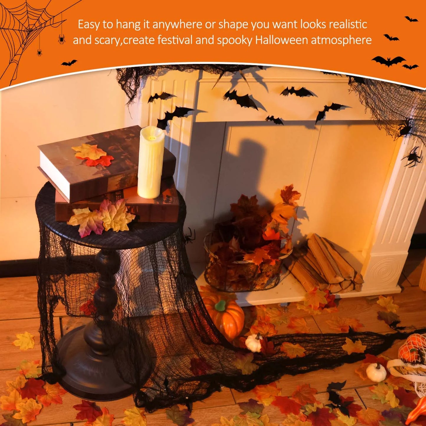 126Pcs Halloween Bat Stickers for Halloween Wall Decor and Window Clings, 3D Spider and Bat Decals for Indoor Halloween Decor
