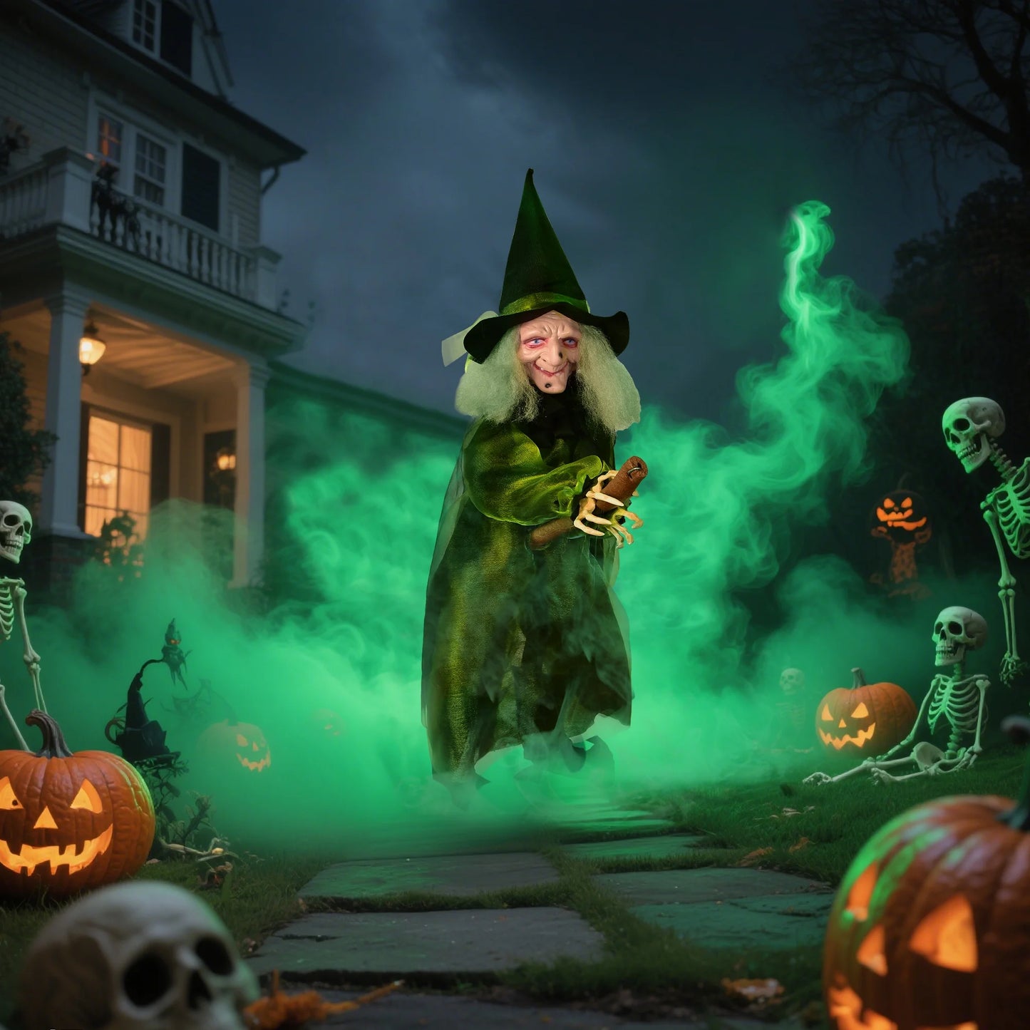 Halloween Witch Outdoor Decoraciones Flying Witches Hanging Decor Halloween Hanging Witch Green