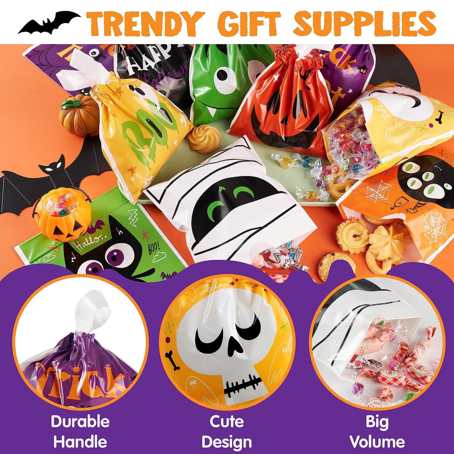 108 Pcs Halloween Treat Bags,Halloween Small Drawstring Candy Bags Goodie Bags Trick or Treat Bags Gift Bags,Halloween Bags Party Favors,Halloween Bags Bulk