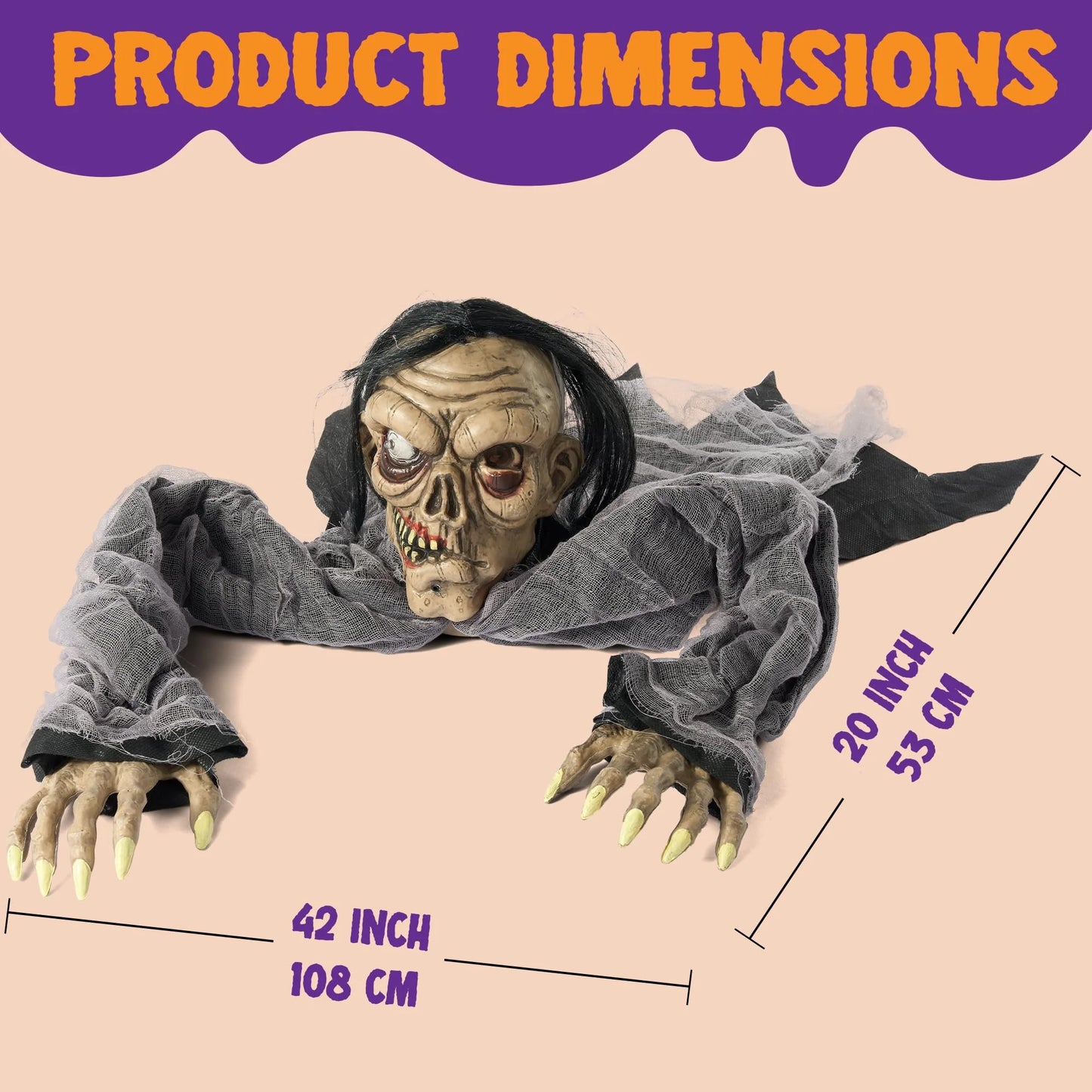 Halloween Groundbreaker Animated Halloween Decorations Zombie with Decayed Face and Movable Arms,Outdoor Scary Halloween Yard Decorations,Haunted House Decorations