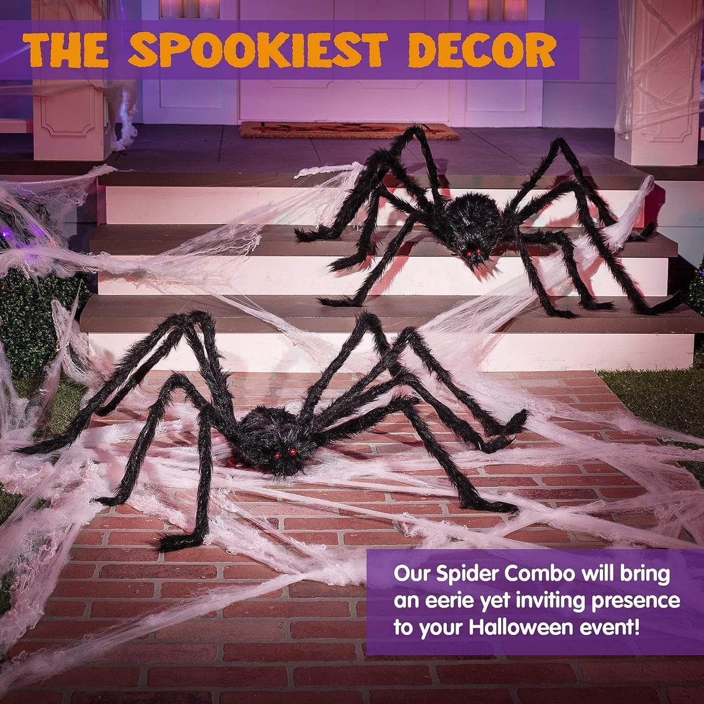 Spider Halloween Decorations Outdoor, 5FT Scary Giant Spider for Halloween Yard Decorations, Haunted House Props, 1Pc