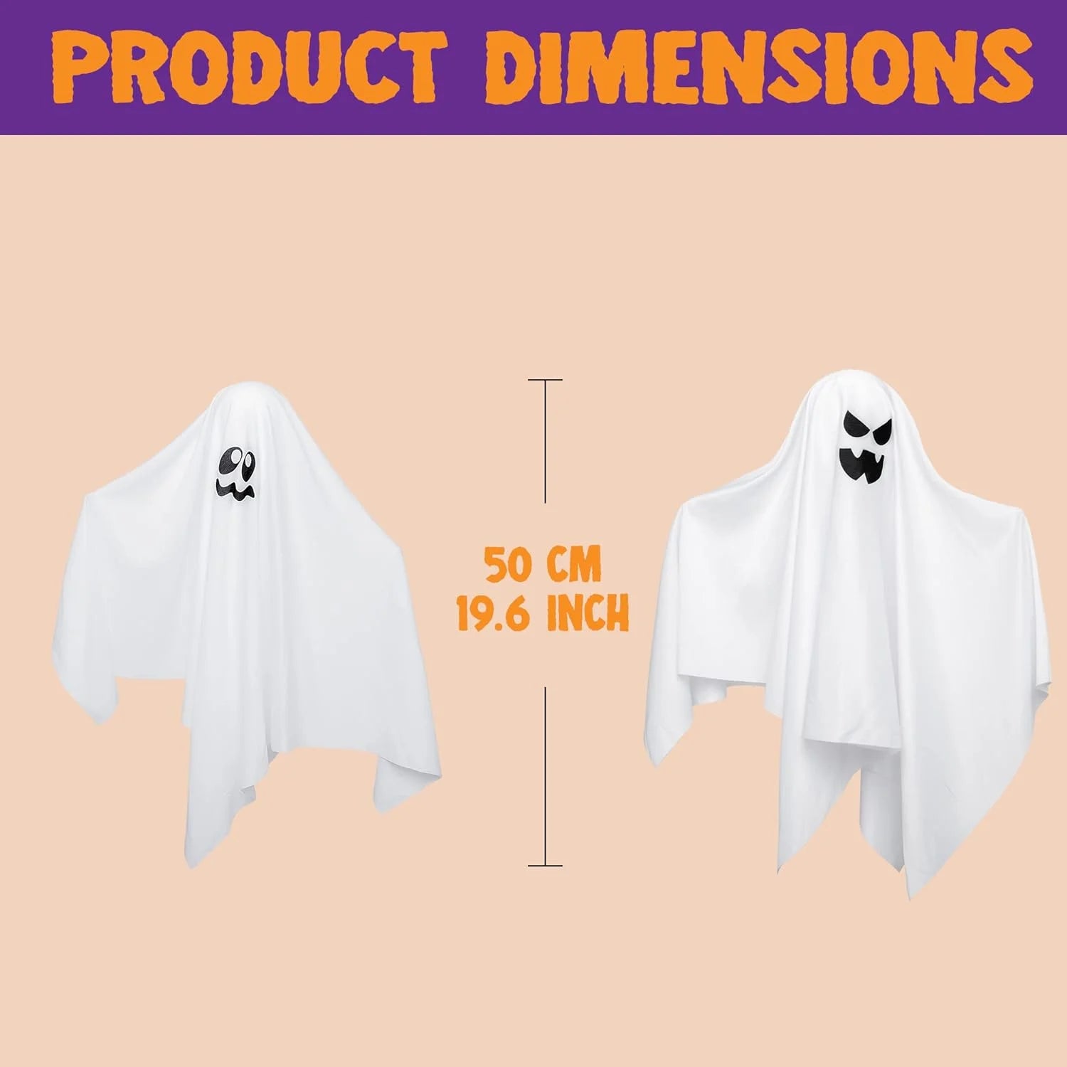 7 Pcs Hanging Ghost Halloween Decorations Outdoor,19.6" Cute Flying White Ghosts Outdoor Hanging Halloween Decorations Yard Decorations