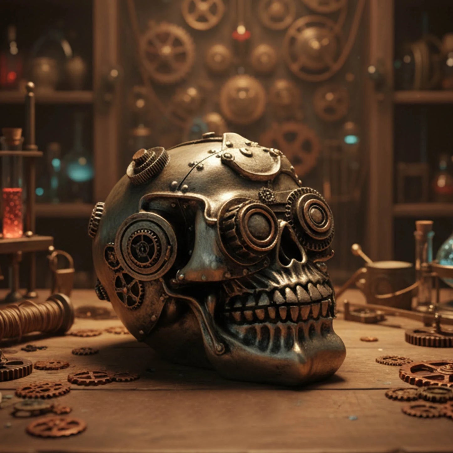 Halloween Skull Decor, Resin Steampunk Skull Decorations, Mechanical Skulls Halloween Decorations Indoor