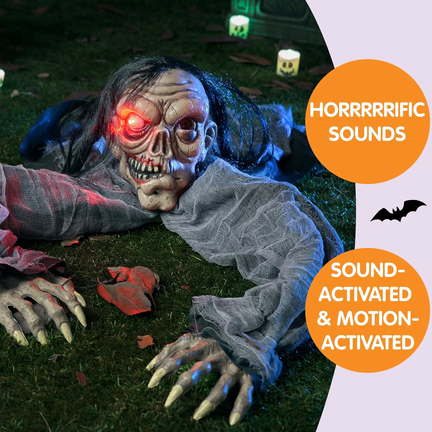 Halloween Groundbreaker Animated Halloween Decorations Zombie with Decayed Face and Movable Arms,Outdoor Scary Halloween Yard Decorations,Haunted House Decorations
