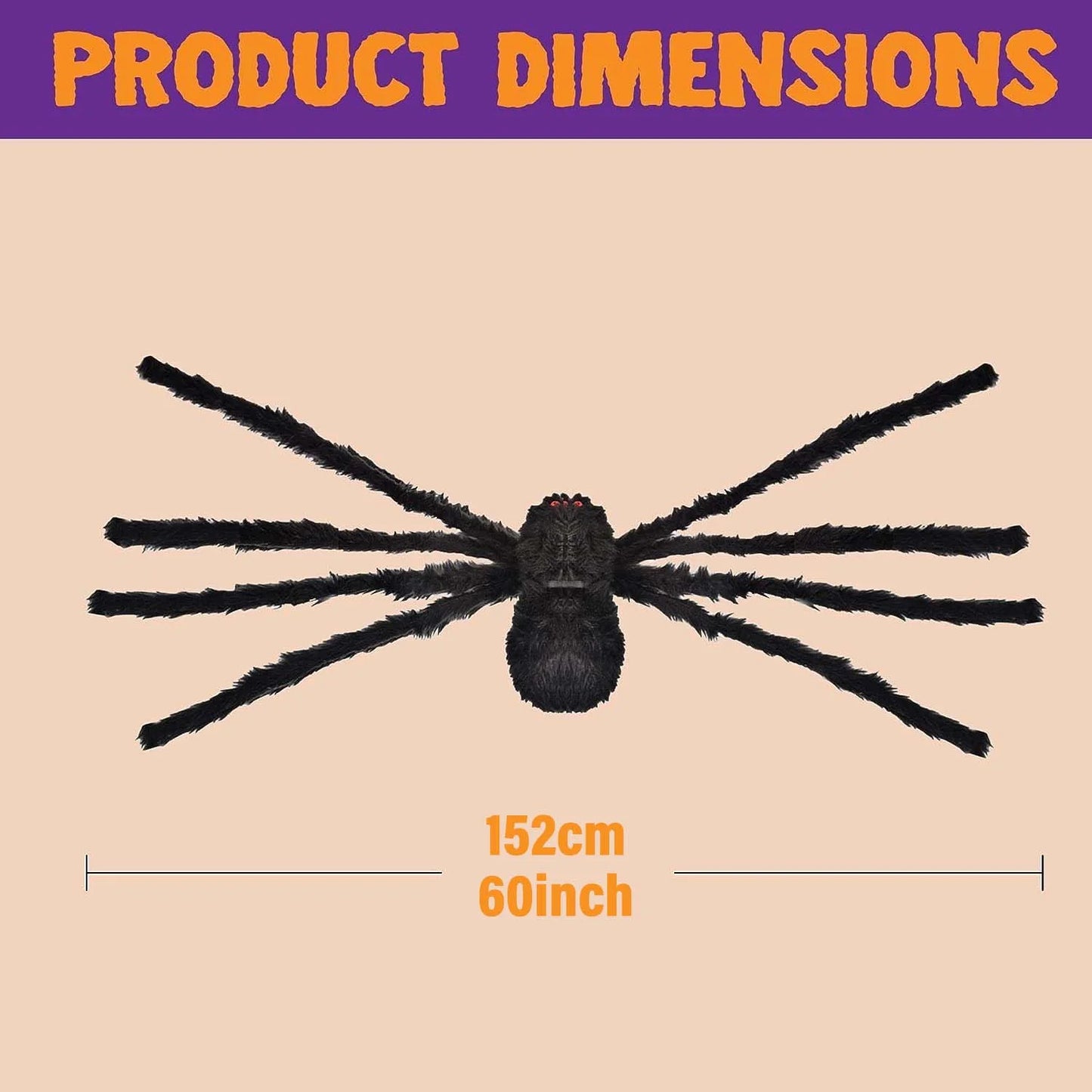 Spider Halloween Decorations Outdoor, 5FT Scary Giant Spider for Halloween Yard Decorations, Haunted House Props, 1Pc
