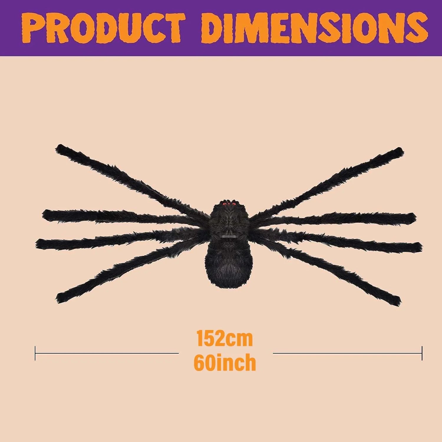 Spider Halloween Decorations Outdoor, 5FT Scary Giant Spider for Halloween Yard Decorations, Haunted House Props, 1Pc