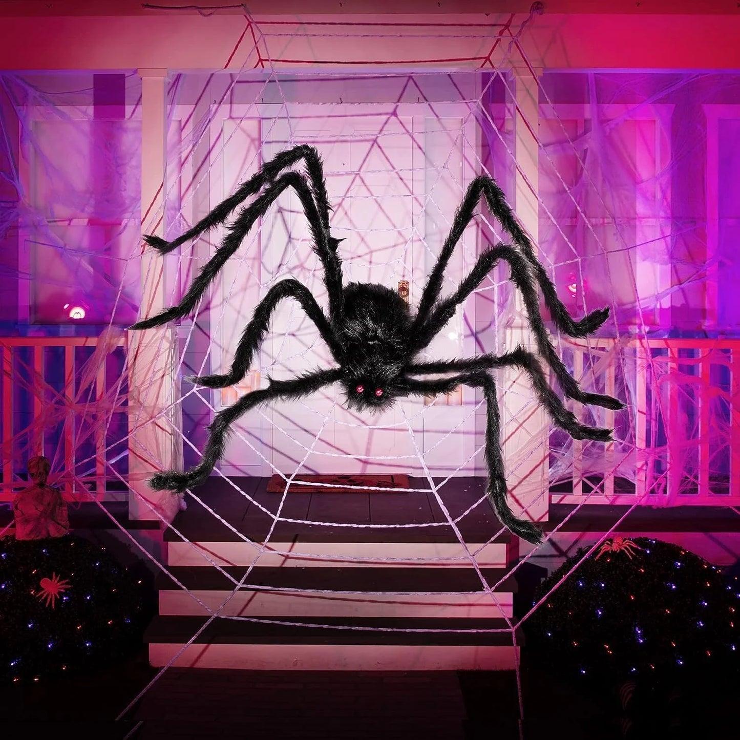 Spider Halloween Decorations Outdoor, 5FT Scary Giant Spider for Halloween Yard Decorations, Haunted House Props, 1Pc