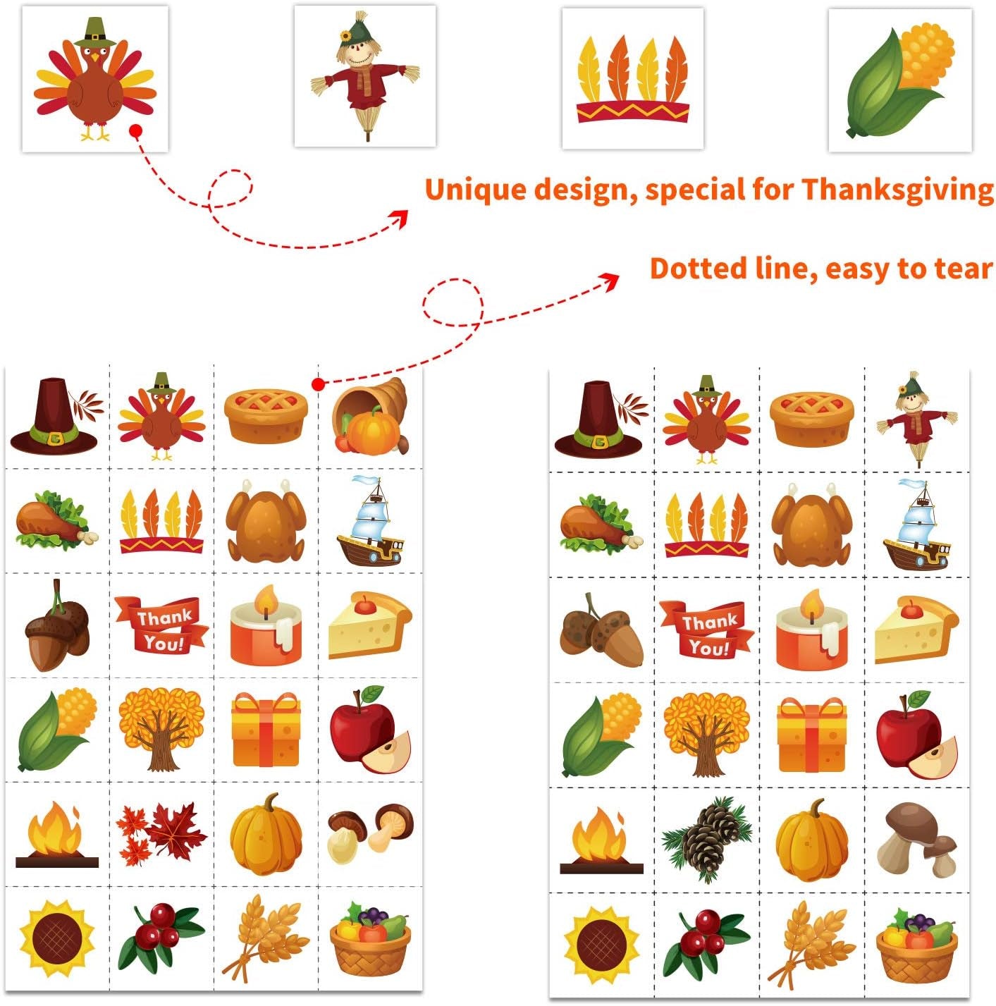 Thanksgiving Games Thanksgiving Bingo Game for Kids 24 Players Bingo Cards for Family Toddlers Activities Kids Classroom Party