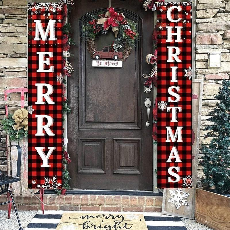 Limited Christmas Sale: Red Black Buffalo Plaid Christmas Decorations Outdoor Yard Front Porch Sign Set