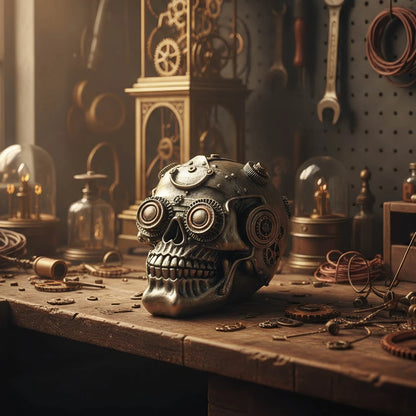 Halloween Skull Decor, Resin Steampunk Skull Decorations, Mechanical Skulls Halloween Decorations Indoor