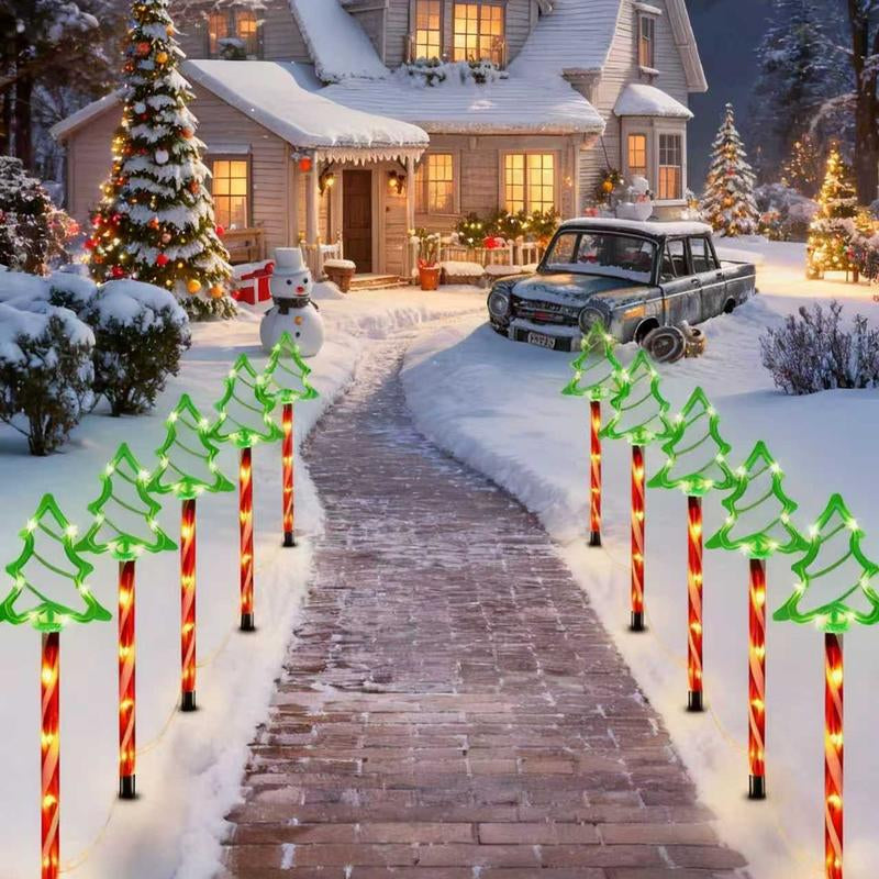 Illuminate Your Holidays with Our Solar-Powered 5-In-1 Christmas Tree-Shaped Lawn Lights – Perfect for Outdoor Gardens, Patios, and Porches!