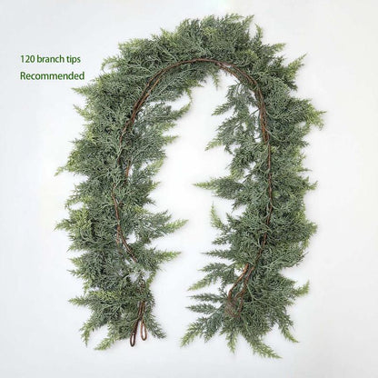 6 FT Artificial Cedar Garlands Real Touch Winter Cedar Garland Green Artificial Greenery Pine Garland for Table Mantle Wall Indoor Outdoor Christmas Decorations 180Cm Long Lightweight Durable - Ornaments
