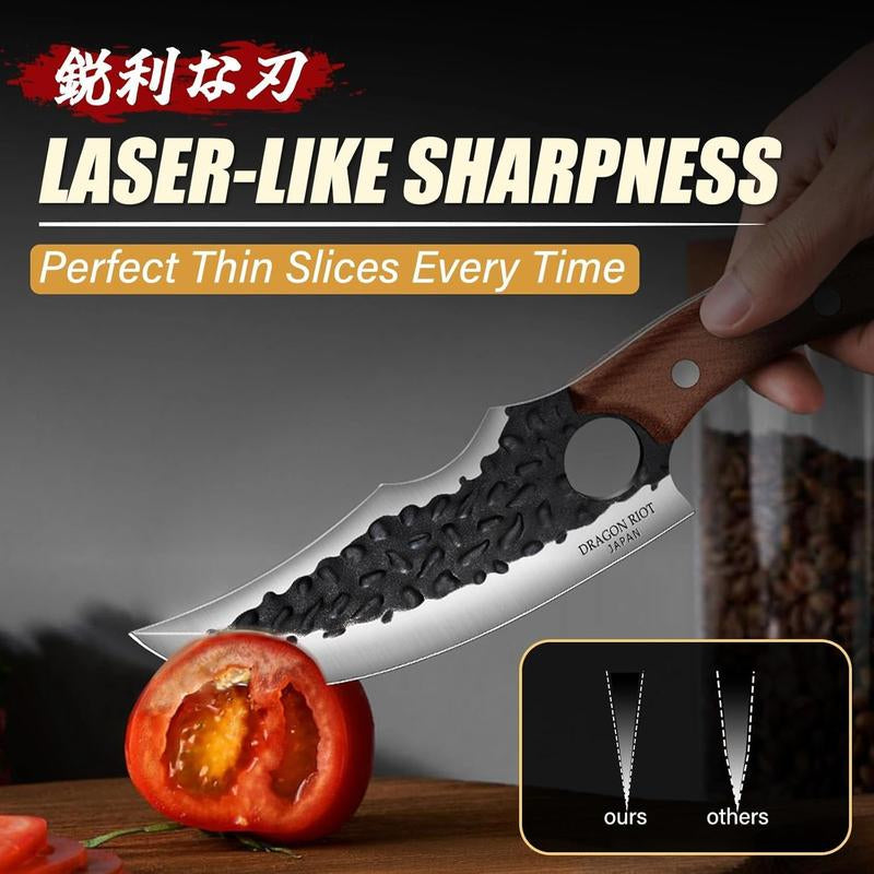 Huusk Knives Viking Knives for Meat Cutting, Forged Japanese Style Knife for Cooking - High Carbon and Full Tang - Must Have Knife for Kitchen and Gift