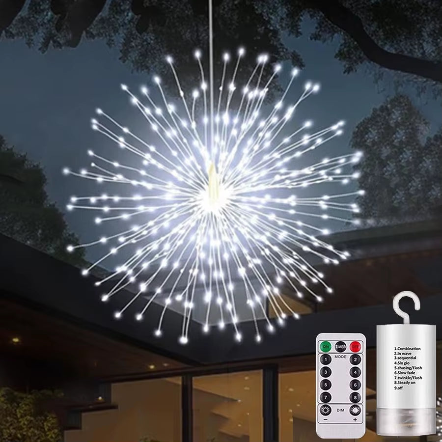 Illuminate Your Celebrations with Our Stunning Firework Light - 120/180/200 LED Starburst Battery Operated Fairy Light for Christmas and Parties