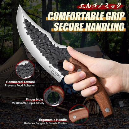 Huusk Knives Viking Knives for Meat Cutting, Forged Japanese Style Knife for Cooking - High Carbon and Full Tang - Must Have Knife for Kitchen and Gift