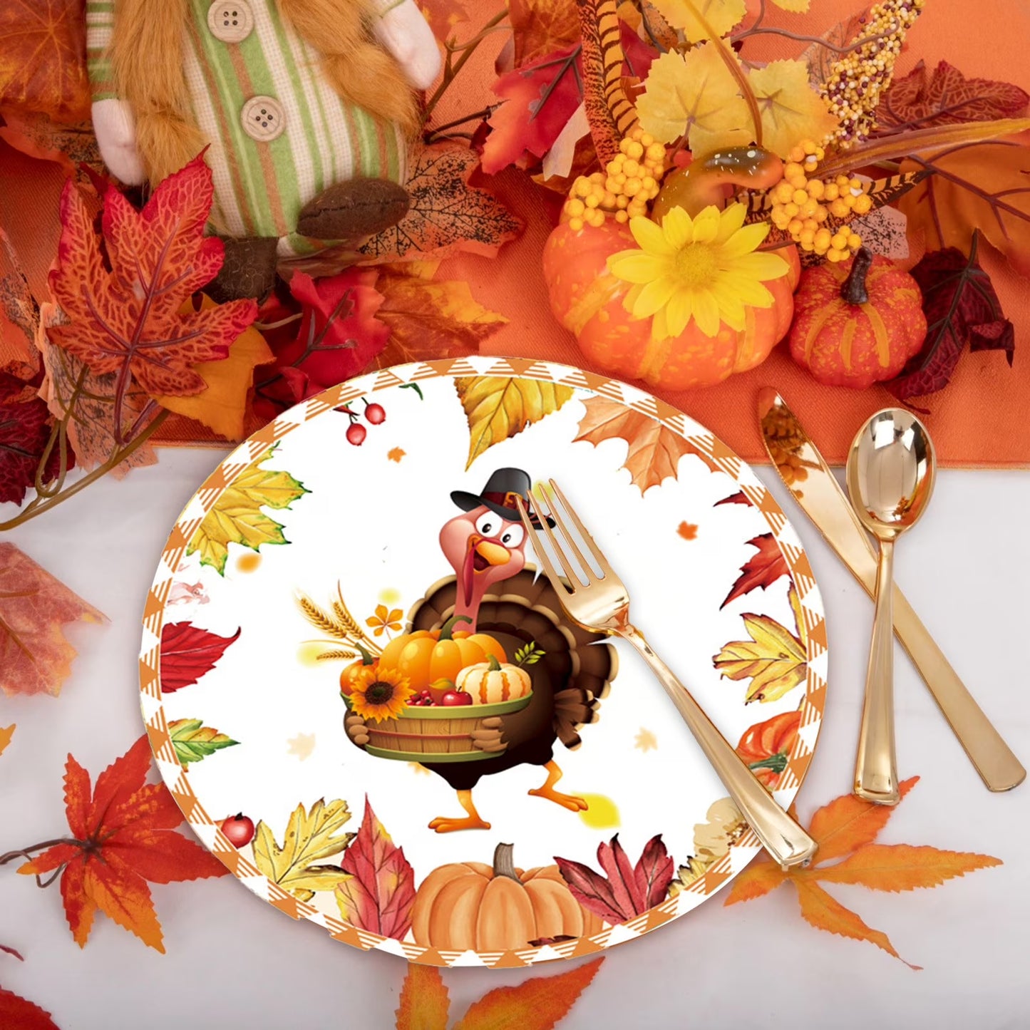 Fall Party Supplies Thanksgiving Paper Plates Paper Plates, Napkins, Pumpkin, Autumn, Maple Leaf Pattern for Thanksgiving Harvest Party Decorations
