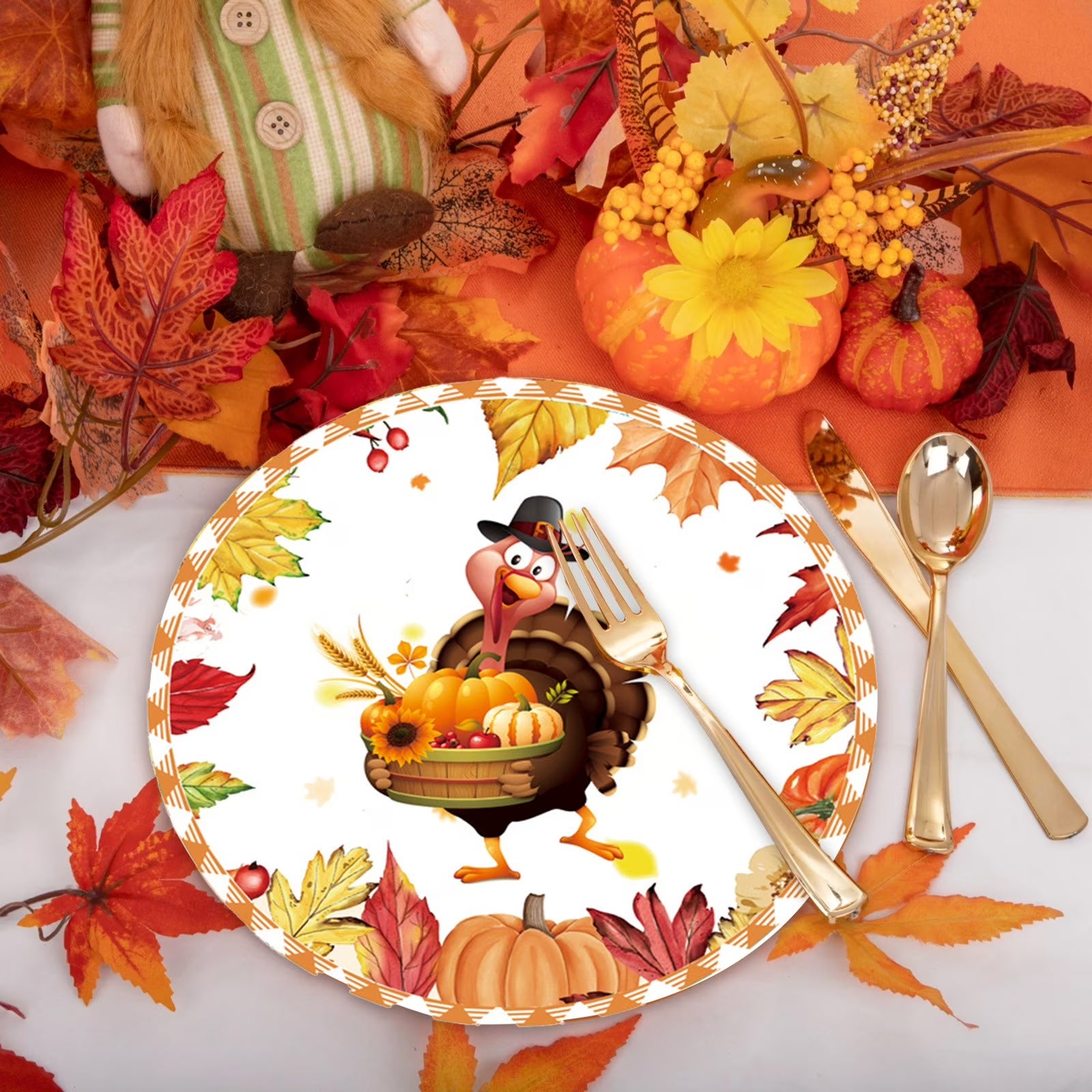 Fall Party Supplies Thanksgiving Paper Plates Paper Plates, Napkins, Pumpkin, Autumn, Maple Leaf Pattern for Thanksgiving Harvest Party Decorations