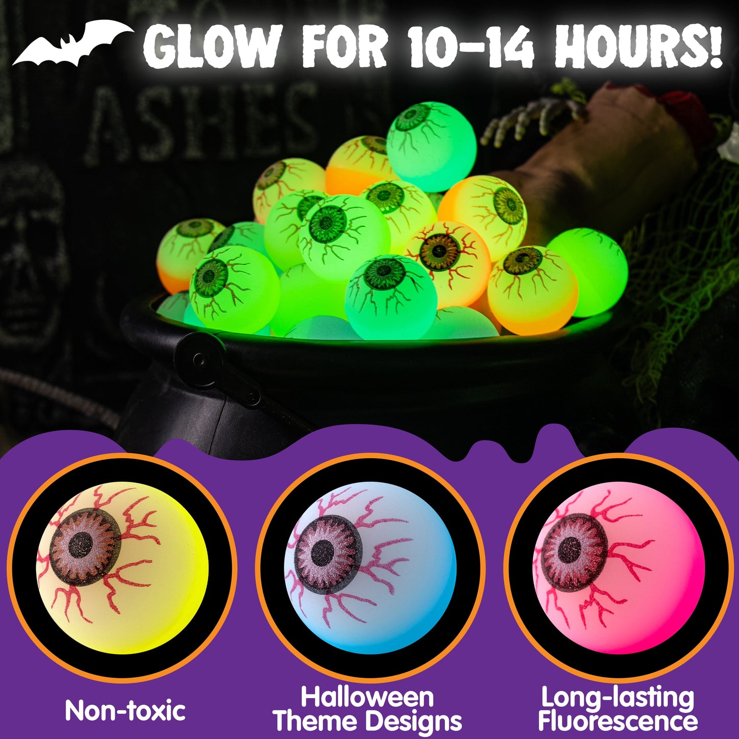 36 Pcs Halloween Bouncy Balls,Glow in the Dark Bouncy Balls Halloween Toys for Kids,For Trick or Treaters,Halloween Goodies,Halloween Party Favors