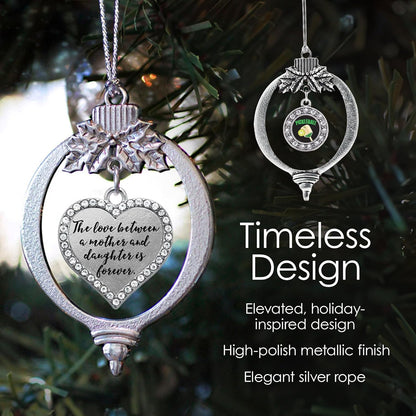 Dazzling Basketball Silver Christmas Ornament - Heart Charm with Cubic Zirconia - Perfect Holiday Decoration