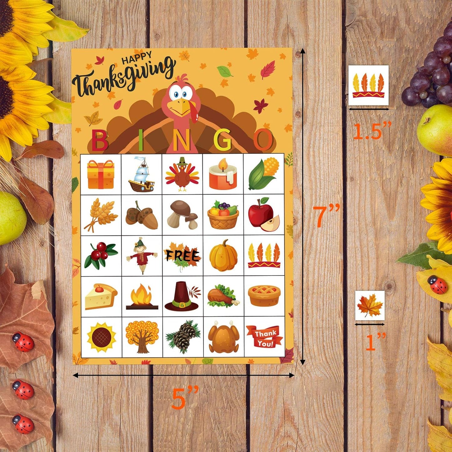 Thanksgiving Games Thanksgiving Bingo Game for Kids 24 Players Bingo Cards for Family Toddlers Activities Kids Classroom Party