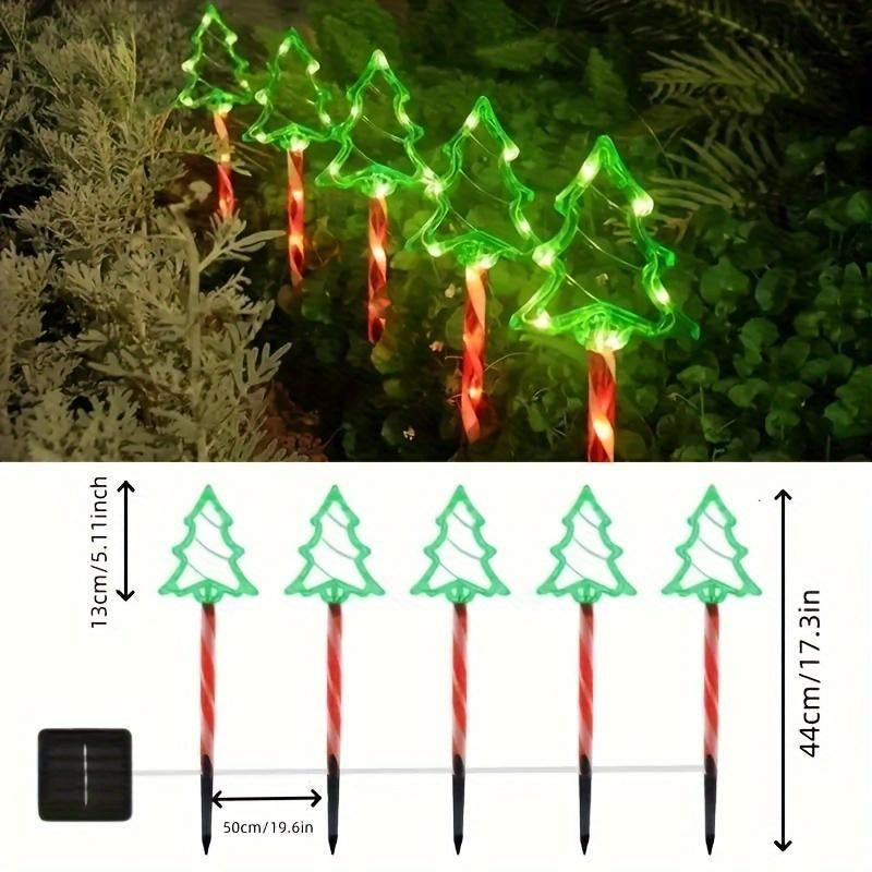 Illuminate Your Holidays with Our Solar-Powered 5-In-1 Christmas Tree-Shaped Lawn Lights – Perfect for Outdoor Gardens, Patios, and Porches!