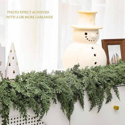 6 FT Artificial Cedar Garlands Real Touch Winter Cedar Garland Green Artificial Greenery Pine Garland for Table Mantle Wall Indoor Outdoor Christmas Decorations 180Cm Long Lightweight Durable - Ornaments