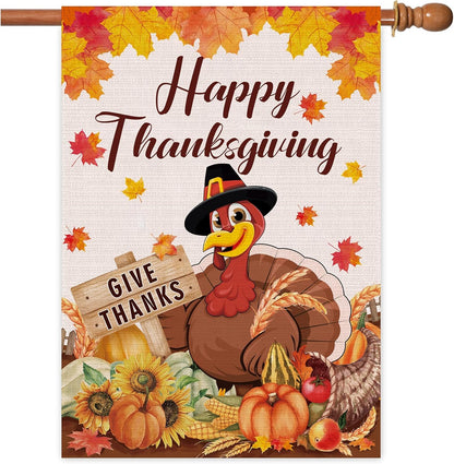 Thanksgiving Flag 28X40 Double Sided, Happy Thanksgiving Flag,
