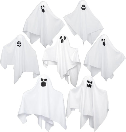 7 Pcs Hanging Ghost Halloween Decorations Outdoor,19.6" Cute Flying White Ghosts Outdoor Hanging Halloween Decorations Yard Decorations