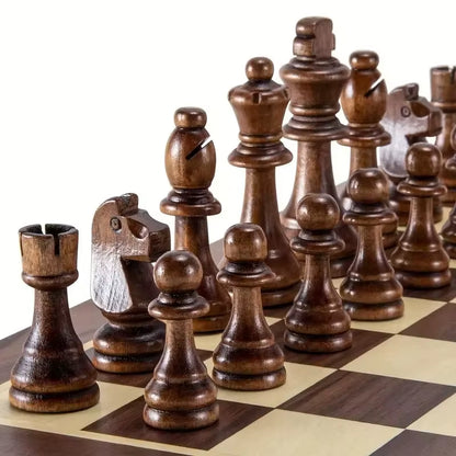 32 Pieses Sturdy Wooden Chess Standard Tournamen Staunton Wood Chessmen 7.8Cm King Height (Chess Board Not Included)
