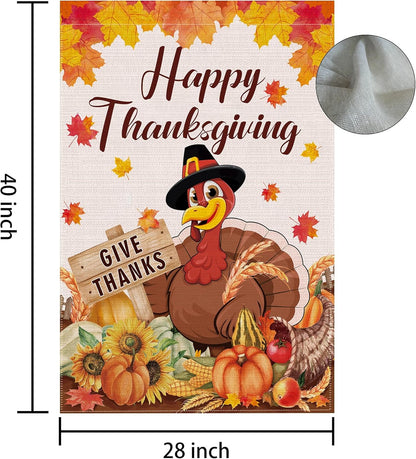 Thanksgiving Flag 28X40 Double Sided, Happy Thanksgiving Flag,