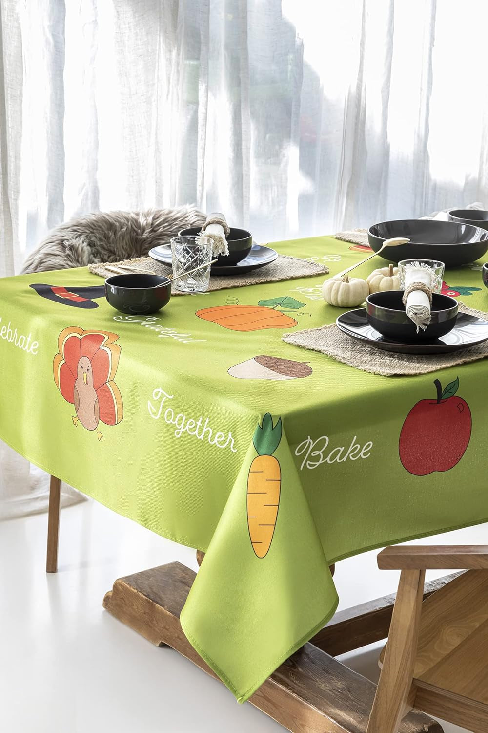 Festive Thanksgiving Tablecloth - Vibrant 59" x 86" Design for Memorable Gatherings