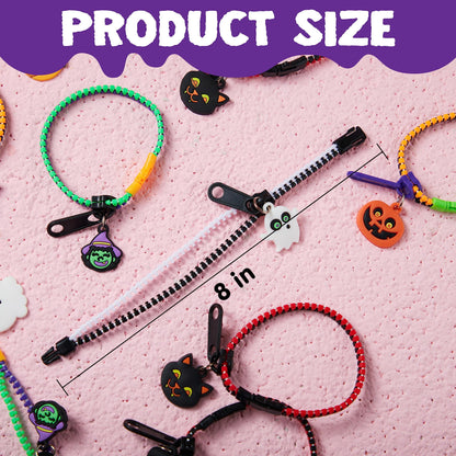60 Pcs Halloween Zipper Bracelets Toys,Halloween Zipper Wristbands Toys Bulk for Party Favors,Halloween Goody Bag Fillers,Halloween Stretchy Toys for Classroom Prizes