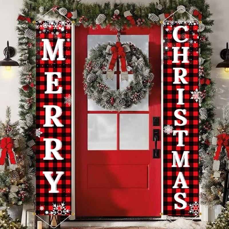 Limited Christmas Sale: Red Black Buffalo Plaid Christmas Decorations Outdoor Yard Front Porch Sign Set