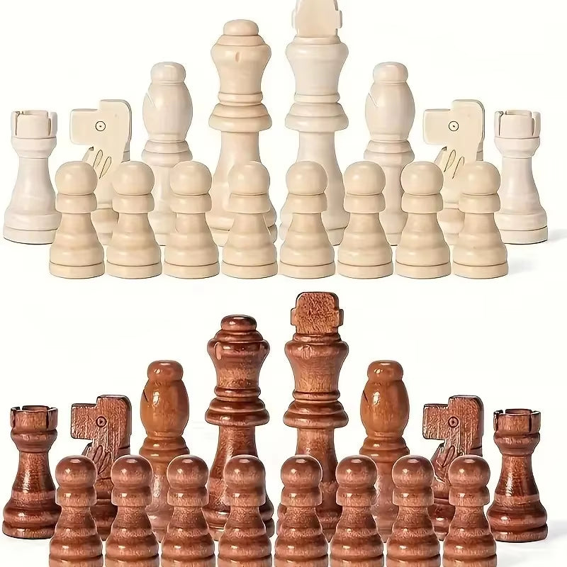 32 Pieses Sturdy Wooden Chess Standard Tournamen Staunton Wood Chessmen 7.8Cm King Height (Chess Board Not Included)