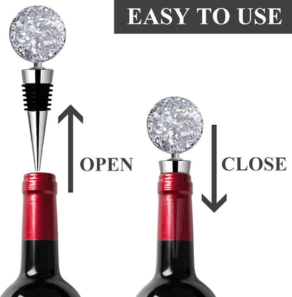 Wine Bottle Stoppers,Stainless Steel Wine Stoppers for Gifts, Bar, Holiday Party, Wedding(3-Bling)