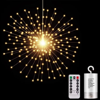 Illuminate Your Celebrations with Our Stunning Firework Light - 120/180/200 LED Starburst Battery Operated Fairy Light for Christmas and Parties