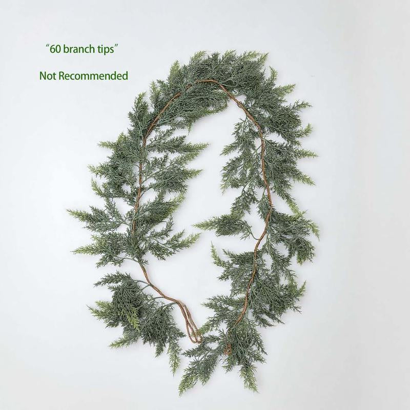 6 FT Artificial Cedar Garlands Real Touch Winter Cedar Garland Green Artificial Greenery Pine Garland for Table Mantle Wall Indoor Outdoor Christmas Decorations 180Cm Long Lightweight Durable - Ornaments