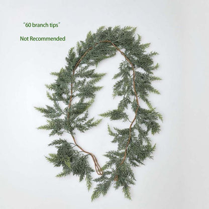 6 FT Artificial Cedar Garlands Real Touch Winter Cedar Garland Green Artificial Greenery Pine Garland for Table Mantle Wall Indoor Outdoor Christmas Decorations 180Cm Long Lightweight Durable - Ornaments