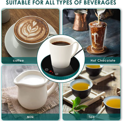 Coffee Mug Warmer, Smart Cup Warmer for Desk Auto Shut off & Timing, Electric Beverage Warmer with 2 Temperature Settings, Wireless Warmer Heating Plate for Tea, Water, Cocoa, Milk