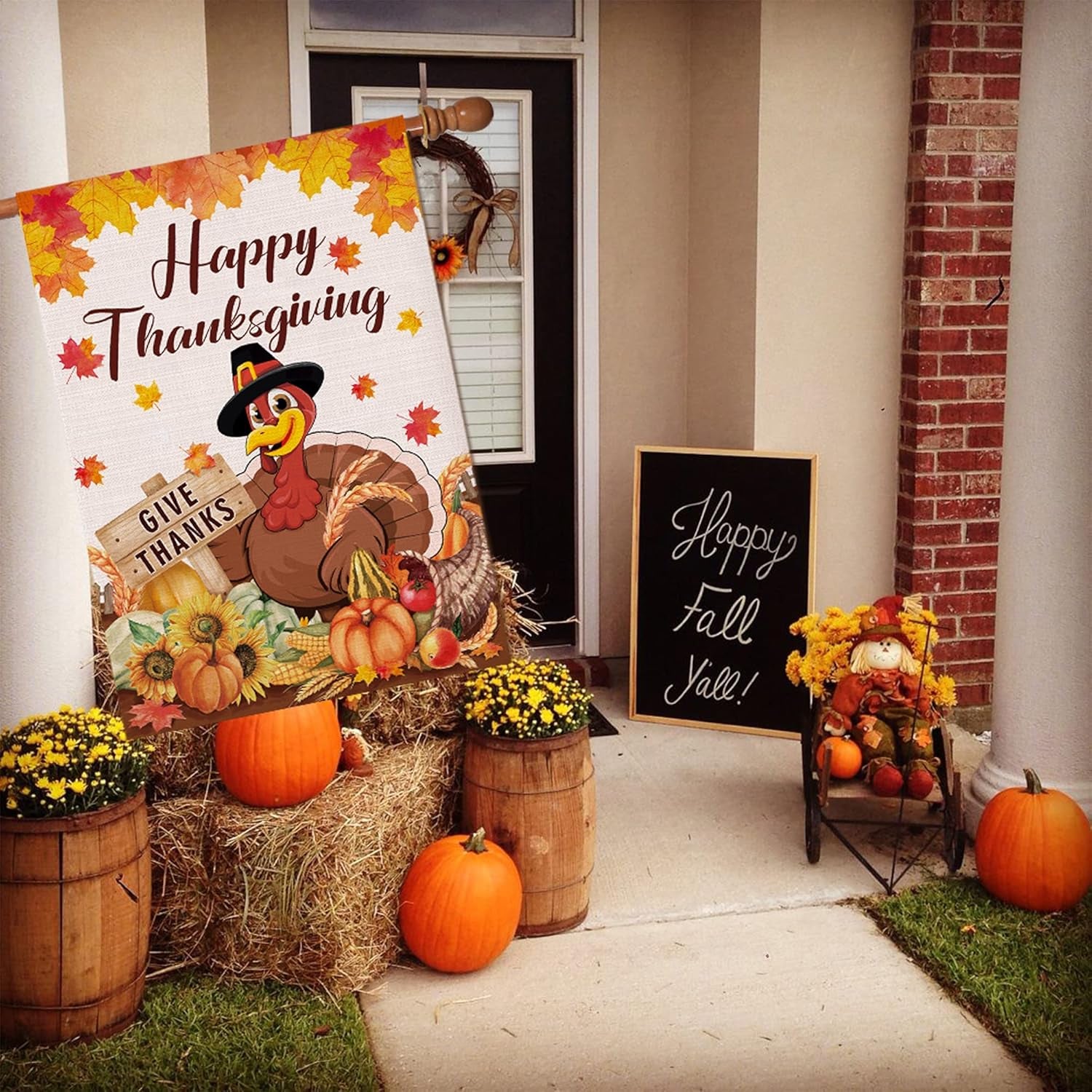 Thanksgiving Flag 28X40 Double Sided, Happy Thanksgiving Flag,