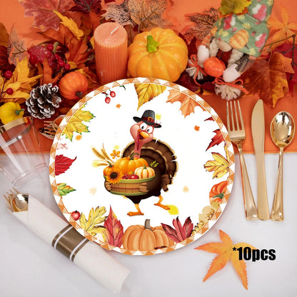 Fall Party Supplies Thanksgiving Paper Plates Paper Plates, Napkins, Pumpkin, Autumn, Maple Leaf Pattern for Thanksgiving Harvest Party Decorations