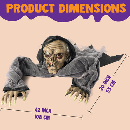 Halloween Groundbreaker Animated Halloween Decorations Zombie with Decayed Face and Movable Arms,Outdoor Scary Halloween Yard Decorations,Haunted House Decorations