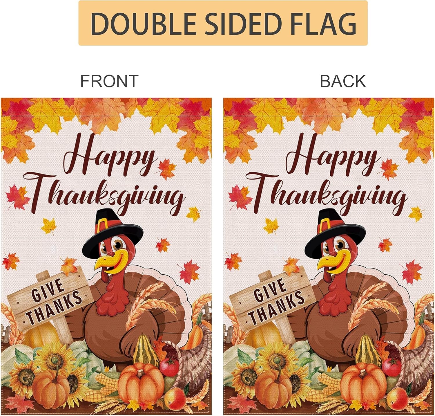 Thanksgiving Flag 28X40 Double Sided, Happy Thanksgiving Flag,