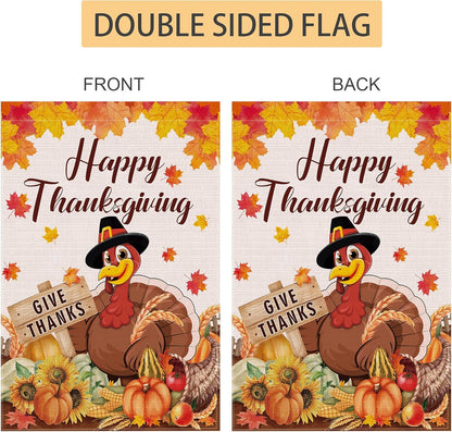 Thanksgiving Flag 28X40 Double Sided, Happy Thanksgiving Flag,