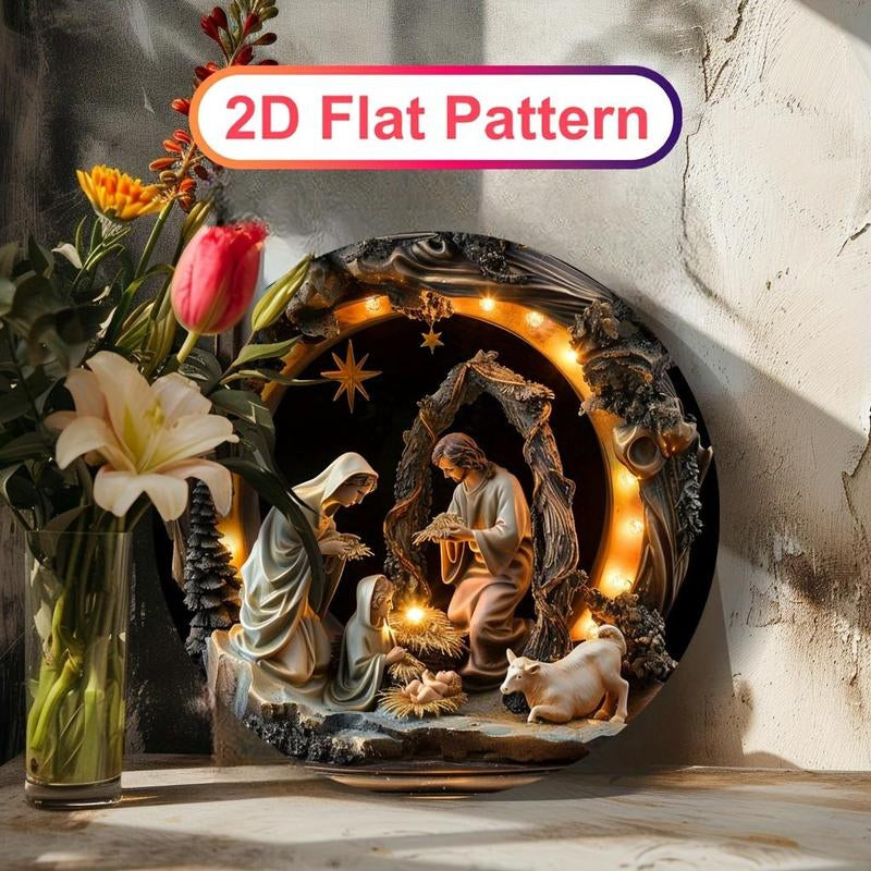 Nativity Scene Hanging Ornament, 1 Count 2D Religious Statue Hanging Decoration, Holiday Celebration Decoration, Home & Outdoor Welcome Sign, Personalized Gift