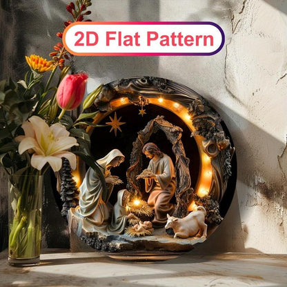 Nativity Scene Hanging Ornament, 1 Count 2D Religious Statue Hanging Decoration, Holiday Celebration Decoration, Home & Outdoor Welcome Sign, Personalized Gift