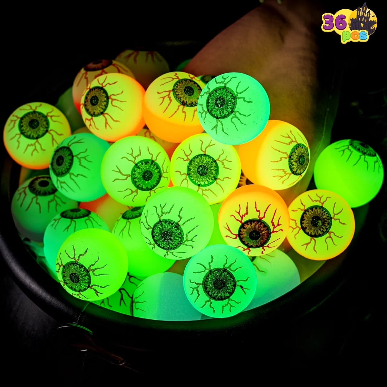 36 Pcs Halloween Bouncy Balls,Glow in the Dark Bouncy Balls Halloween Toys for Kids,For Trick or Treaters,Halloween Goodies,Halloween Party Favors