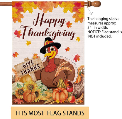 Thanksgiving Flag 28X40 Double Sided, Happy Thanksgiving Flag,